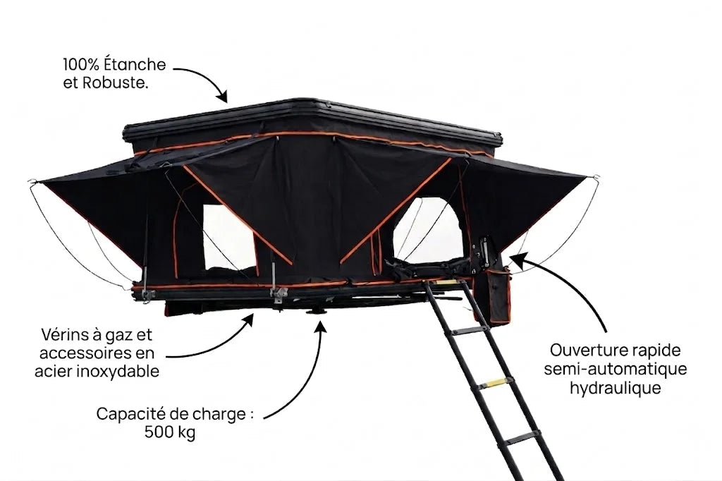 Tente de Toit rigide en aluminium pour voiture, SUV et 4x4